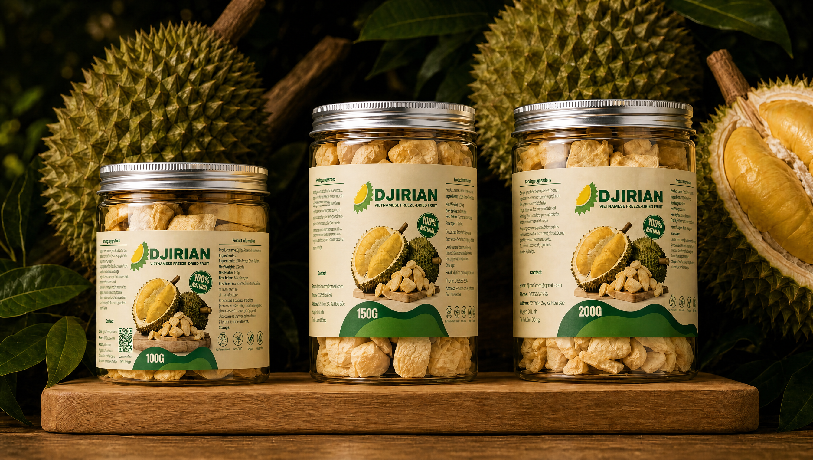 Djirian 100g, 150g and 200g jars